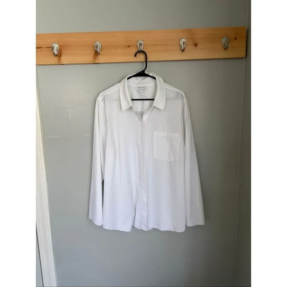 Athleta Midday Relaxed Poplin Shirt Quick Dry Performance Button Down 2X